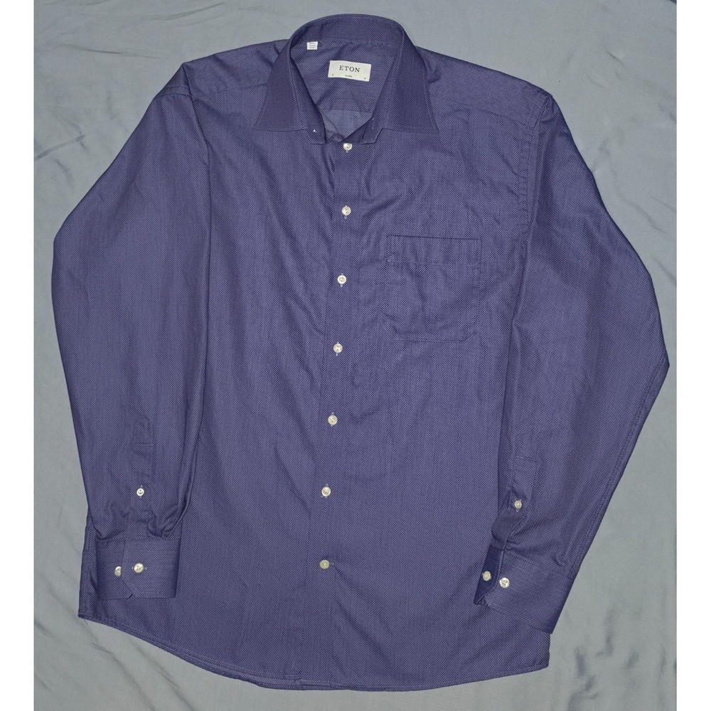 Eton Shirt Mens 16/41 Classic Fit Satin Cotton Long Sleeve Business Dress